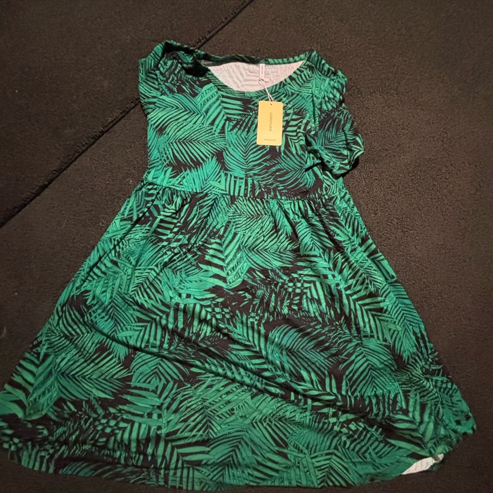 Tropical Green Leaf Maxi Dress
